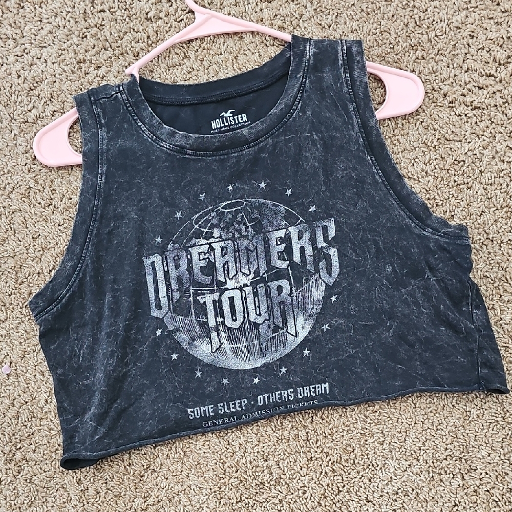 Hollister Black Graphic Crop Top